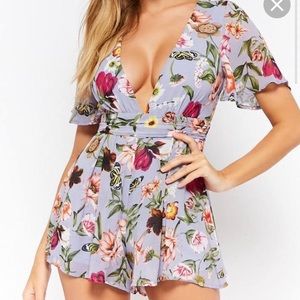 Blue floral romper